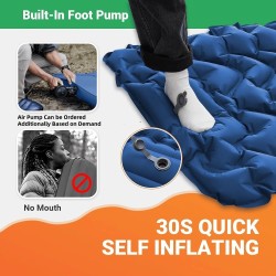 Ultralight Inflatable Sleeping Pad with Built-In Pillow & Foot Pump - Compact Camping Mat for Backpacking, Hiking, Travel