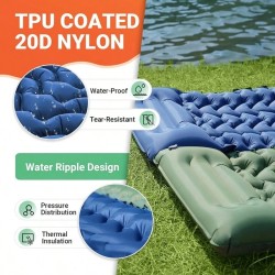 Ultralight Inflatable Sleeping Pad with Built-In Pillow & Foot Pump - Compact Camping Mat for Backpacking, Hiking, Travel
