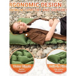 Ultralight Inflatable Sleeping Pad with Built-In Pillow & Foot Pump - Compact Camping Mat for Backpacking, Hiking, Travel