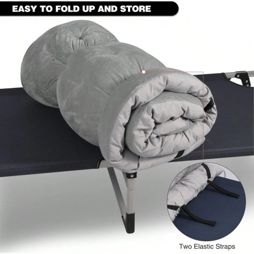 2-Pack Velvet Cot Pads 75x28 Inch - Extra Thick Mattress with Straps