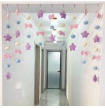 粉色星球蝴蝶结毛绒门帘 少女心免打孔房间装饰挂帘