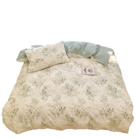 田园植物印花全棉四件套 长绒棉 ins 风纯棉被套三件套