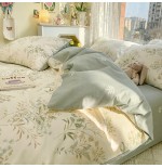 Rustic Botanical Printed 100% Cotton 4-Piece Bedding Set, Ins Style Long-Staple Cotton Duvet Cover 3-Piece Set