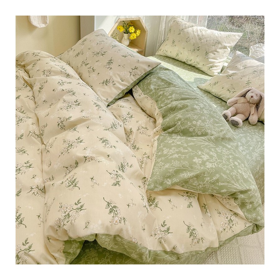Rustic Floral 100% Cotton 4-Piece Bedding Set, Double-Sided Printed Ins Style Long-Staple Cotton Duvet Cover 3-Piece Set Rustic Floral 100% Cotton 4-Piece Bedding Set, Double-Sided Printed Ins Style Long-Staple Cotton Duvet Cover 3-Piece Set