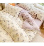 Purple Rustic Floral 100% Cotton 4-Piece Bedding Set, Ins Style Long-Staple Cotton Duvet Cover 3-Piece Set