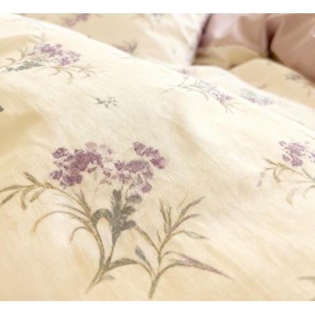 Purple Rustic Floral 100% Cotton 4-Piece Bedding Set, Ins Style Long-Staple Cotton Duvet Cover 3-Piece Set