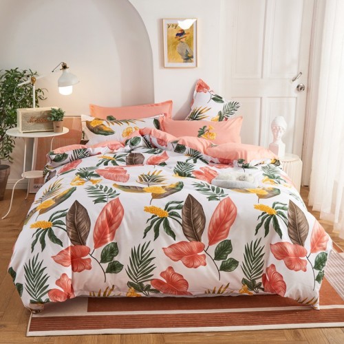 Tropical Floral Bedding Set  Boho Botanical Palm Leaves Duvet Cover Set with Pillowcases,