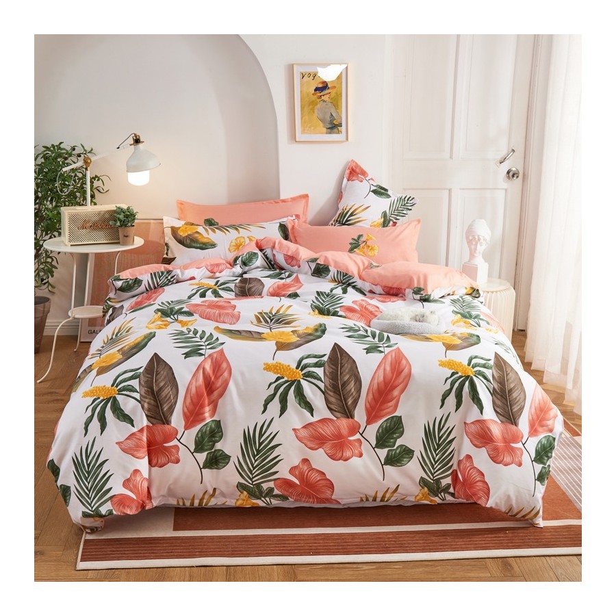 Tropical Floral Bedding Set  Boho Botanical Palm Leaves Duvet Cover Set with Pillowcases, Tropical Floral Bedding Set  Boho Botanical Palm Leaves Duvet Cover Set with Pillowcases,