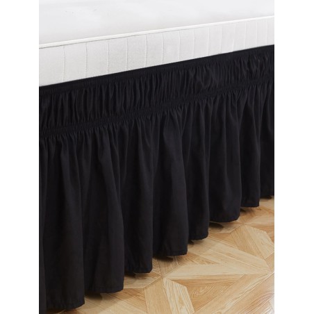 Solid Color Elastic Bed Skirt - Ruffled Anti-Dust Cover for Queen Size Beds
