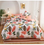 Tropical Floral Bedding Set  Boho Botanical Palm Leaves Duvet Cover Set with Pillowcases,