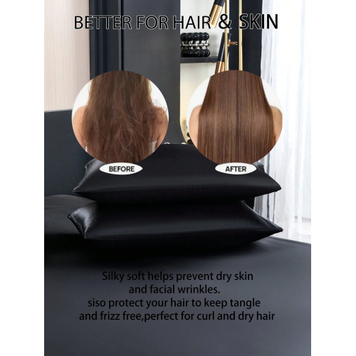 2/3pcs Black Satin Fitted Sheet Set – Silky Soft 11.8" Deep Pocket Bedding (1 Sheet + 1/2 Pillowcases)