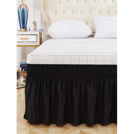 Solid Color Elastic Bed Skirt - Ruffled Anti-Dust Cover for Queen Size Beds