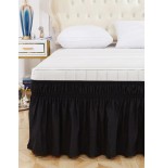 Solid Color Elastic Bed Skirt - Ruffled Anti-Dust Cover for Queen Size Beds