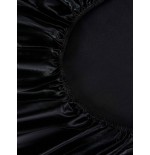 2/3pcs Black Satin Fitted Sheet Set – Silky Soft 11.8" Deep Pocket Bedding (1 Sheet + 1/2 Pillowcases)