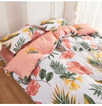 Tropical Floral Bedding Set  Boho Botanical Palm Leaves Duvet Cover Set with Pillowcases,