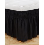 Solid Color Elastic Bed Skirt - Ruffled Anti-Dust Cover for Queen Size Beds
