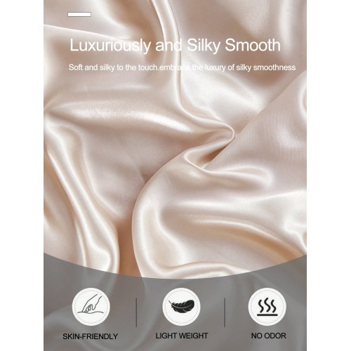 2/3pcs Black Satin Fitted Sheet Set – Silky Soft 11.8" Deep Pocket Bedding (1 Sheet + 1/2 Pillowcases)