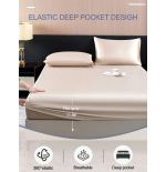 2/3pcs Black Satin Fitted Sheet Set – Silky Soft 11.8" Deep Pocket Bedding (1 Sheet + 1/2 Pillowcases)