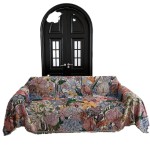 复古花卉编织沙发毯，波西米亚艺术多彩花卉图案带流苏，客厅装饰沙发罩