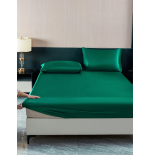 2/3pcs Black Satin Fitted Sheet Set – Silky Soft 11.8" Deep Pocket Bedding (1 Sheet + 1/2 Pillowcases)