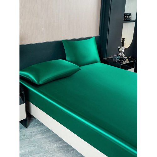 2/3pcs Black Satin Fitted Sheet Set – Silky Soft 11.8" Deep Pocket Bedding (1 Sheet + 1/2 Pillowcases)