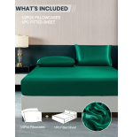 2/3pcs Black Satin Fitted Sheet Set – Silky Soft 11.8" Deep Pocket Bedding (1 Sheet + 1/2 Pillowcases)