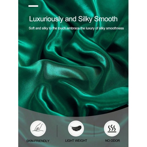 2/3pcs Black Satin Fitted Sheet Set – Silky Soft 11.8" Deep Pocket Bedding (1 Sheet + 1/2 Pillowcases)