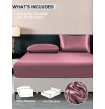 2/3pcs Black Satin Fitted Sheet Set – Silky Soft 11.8" Deep Pocket Bedding (1 Sheet + 1/2 Pillowcases)