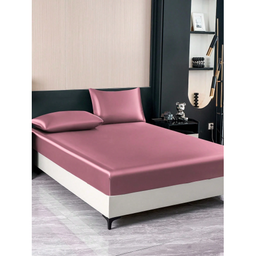 2/3pcs Black Satin Fitted Sheet Set – Silky Soft 11.8" Deep Pocket Bedding (1 Sheet + 1/2 Pillowcases)