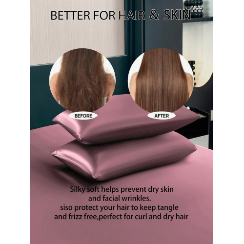 2/3pcs Black Satin Fitted Sheet Set – Silky Soft 11.8" Deep Pocket Bedding (1 Sheet + 1/2 Pillowcases)