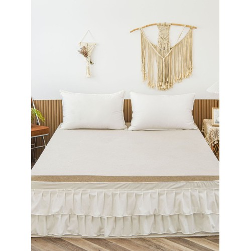 White Ruffled Bed Skirt - Bohemian Farmhouse Microfiber Bedding