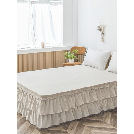 White Ruffled Bed Skirt - Bohemian Farmhouse Microfiber Bedding