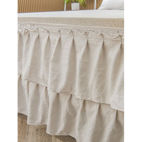 White Ruffled Bed Skirt - Bohemian Farmhouse Microfiber Bedding