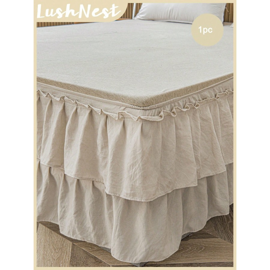 White Ruffled Bed Skirt - Bohemian Farmhouse Microfiber Bedding