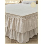 White Ruffled Bed Skirt - Bohemian Farmhouse Microfiber Bedding