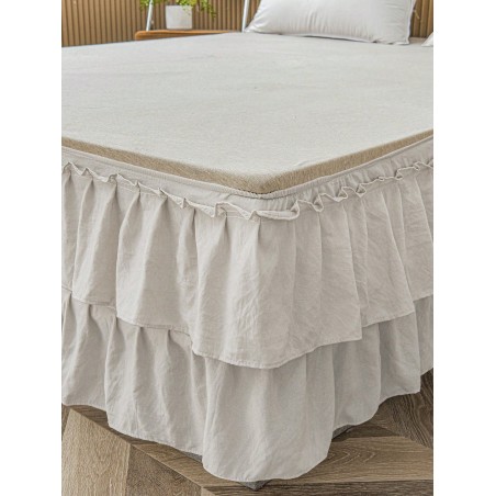 White Ruffled Bed Skirt - Bohemian Farmhouse Microfiber Bedding