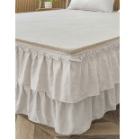 White Ruffled Bed Skirt - Bohemian Farmhouse Microfiber Bedding