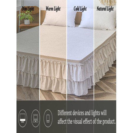 White Ruffled Bed Skirt - Bohemian Farmhouse Microfiber Bedding