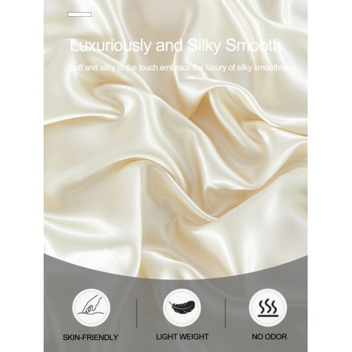 2/3pcs Black Satin Fitted Sheet Set – Silky Soft 11.8" Deep Pocket Bedding (1 Sheet + 1/2 Pillowcases)
