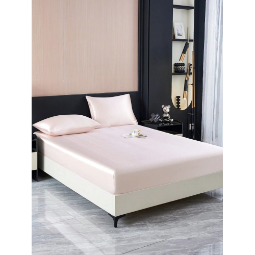 2/3pcs Black Satin Fitted Sheet Set – Silky Soft 11.8" Deep Pocket Bedding (1 Sheet + 1/2 Pillowcases)