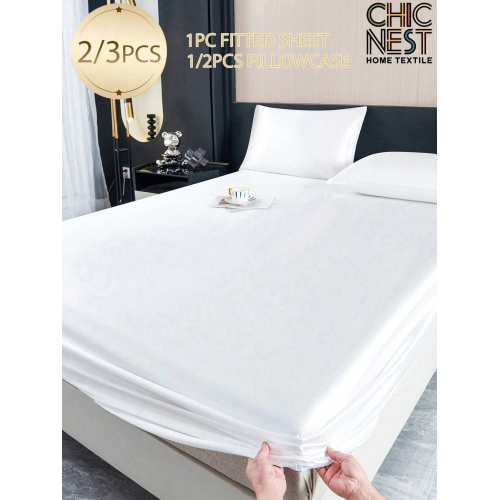 2/3pcs Black Satin Fitted Sheet Set – Silky Soft 11.8" Deep Pocket Bedding (1 Sheet + 1/2 Pillowcases)