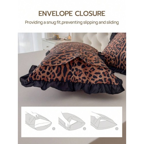 Leopard Print Pillowcase - 100% Polyester Lace, Soft & Comfortable