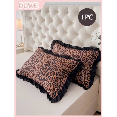 Leopard Print Pillowcase - 100% Polyester Lace, Soft & Comfortable