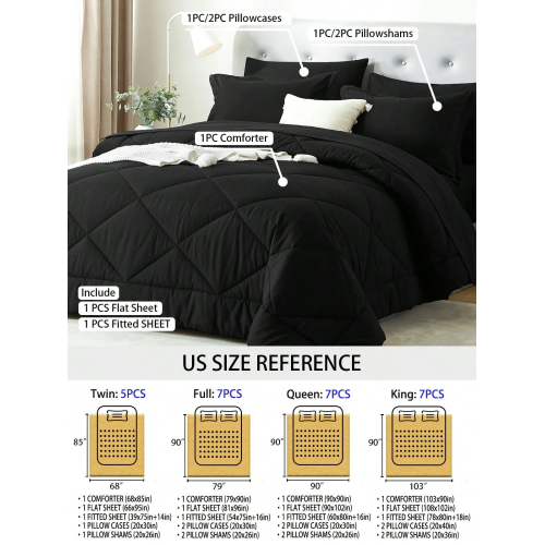 Queen 7-Pc Bed in a Bag Comforter Set - Geometric Pattern Bedding