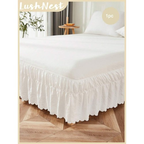 White Ruffled Bed Skirt - Bohemian Farmhouse Bedroom Decor