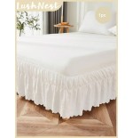 White Ruffled Bed Skirt - Bohemian Farmhouse Bedroom Decor