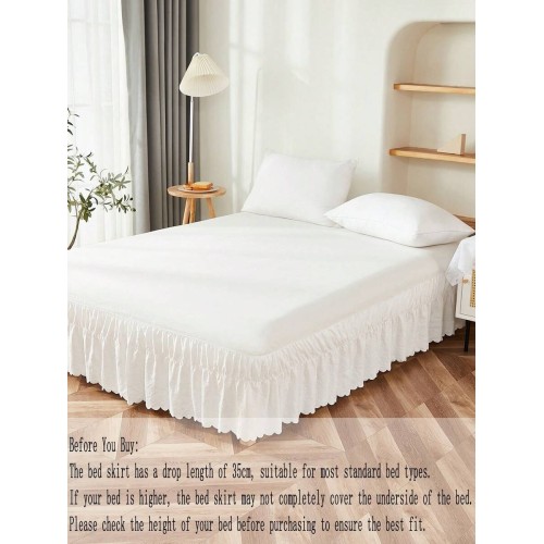 White Ruffled Bed Skirt - Bohemian Farmhouse Bedroom Decor