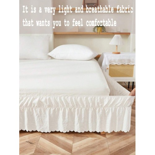 White Ruffled Bed Skirt - Bohemian Farmhouse Bedroom Decor