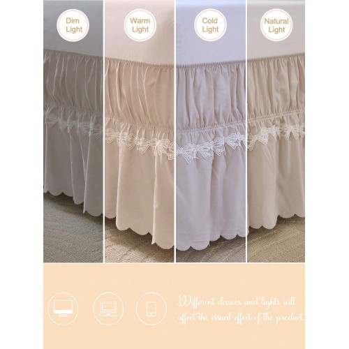 White Ruffled Bed Skirt - Bohemian Farmhouse Bedroom Decor