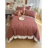3-Piece Plaid Floral Bedding Set - All-Season Duvet Cover & Pillowcases